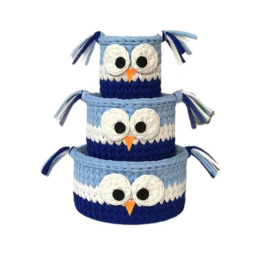 Ensemble de 3 paniers de rangement en crochet modèle Owl
