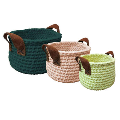 Ensemble de 3 paniers de rangement en crochet avec poignées