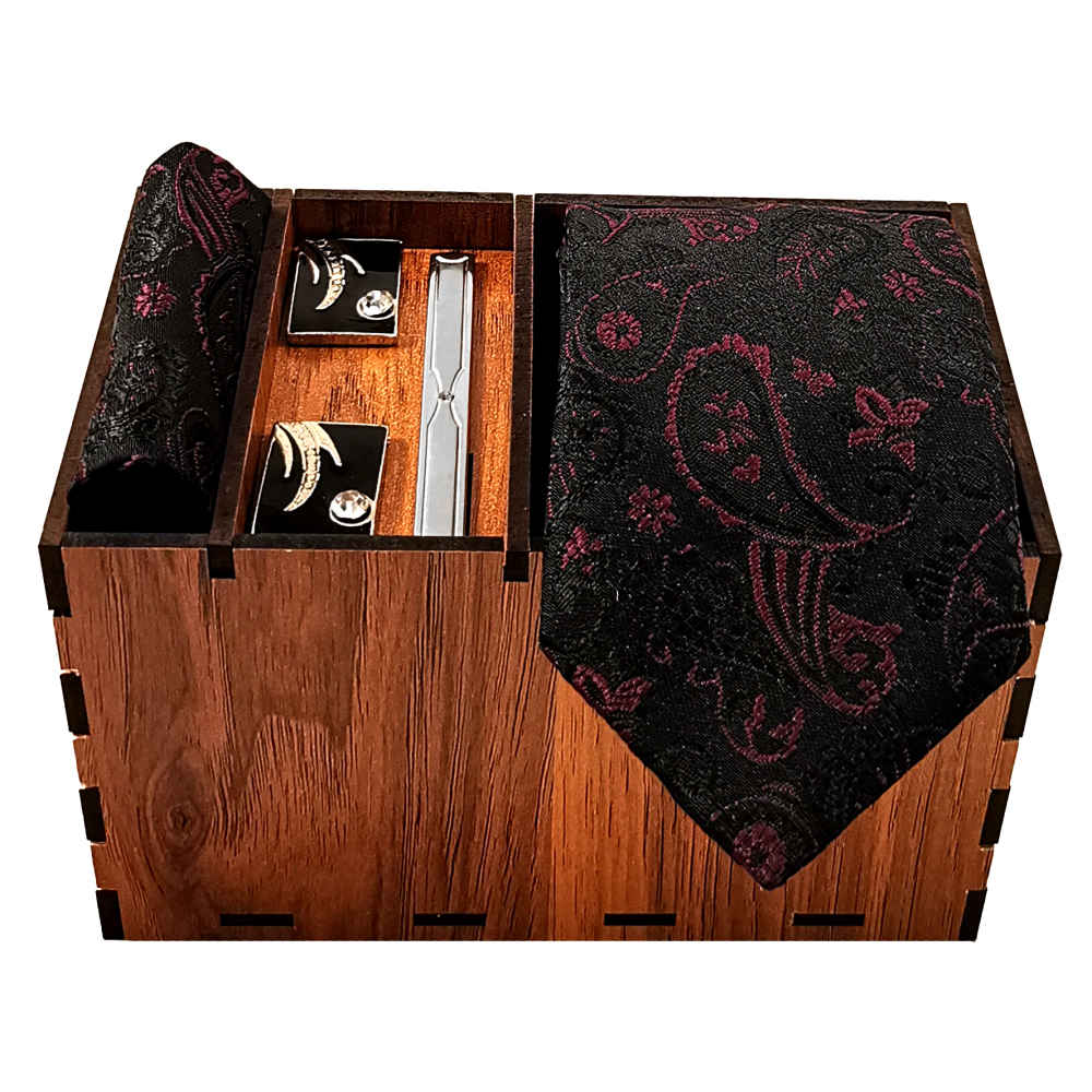 Ensemble Cravate, Pochette & Boutons de Manchette pour Homme - Zhina de Luxe