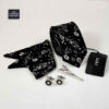 Ensemble Cravate, Pochette & Boutons de Manchette pour Homme - Fleur de Luxe