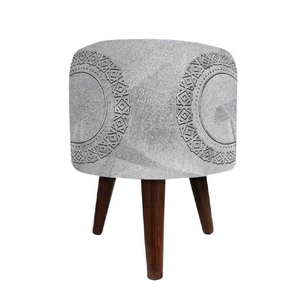 Pouf en velours luxueux avec pieds en bois rond Dorna