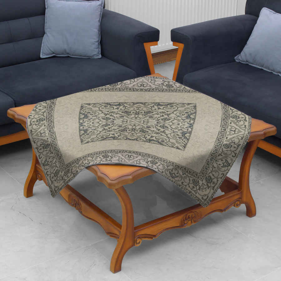 Nappe en Velours au Design Inspiré de l’Élégance Perse Grise