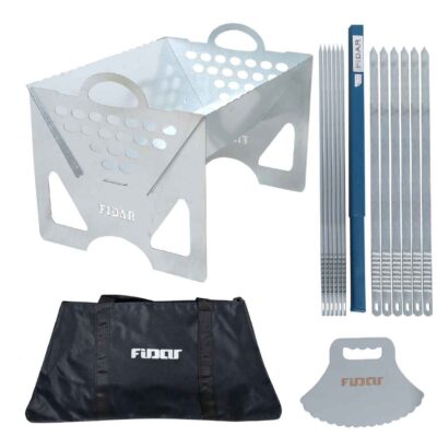 Ensemble de Gril à Charbon de Bois Portable Barbecue de Table – Acier Inoxydable & Brochettes