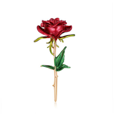 Flower Brooch Pin – Steel Rose Design: Broche Fleur – Design Rose en Acier