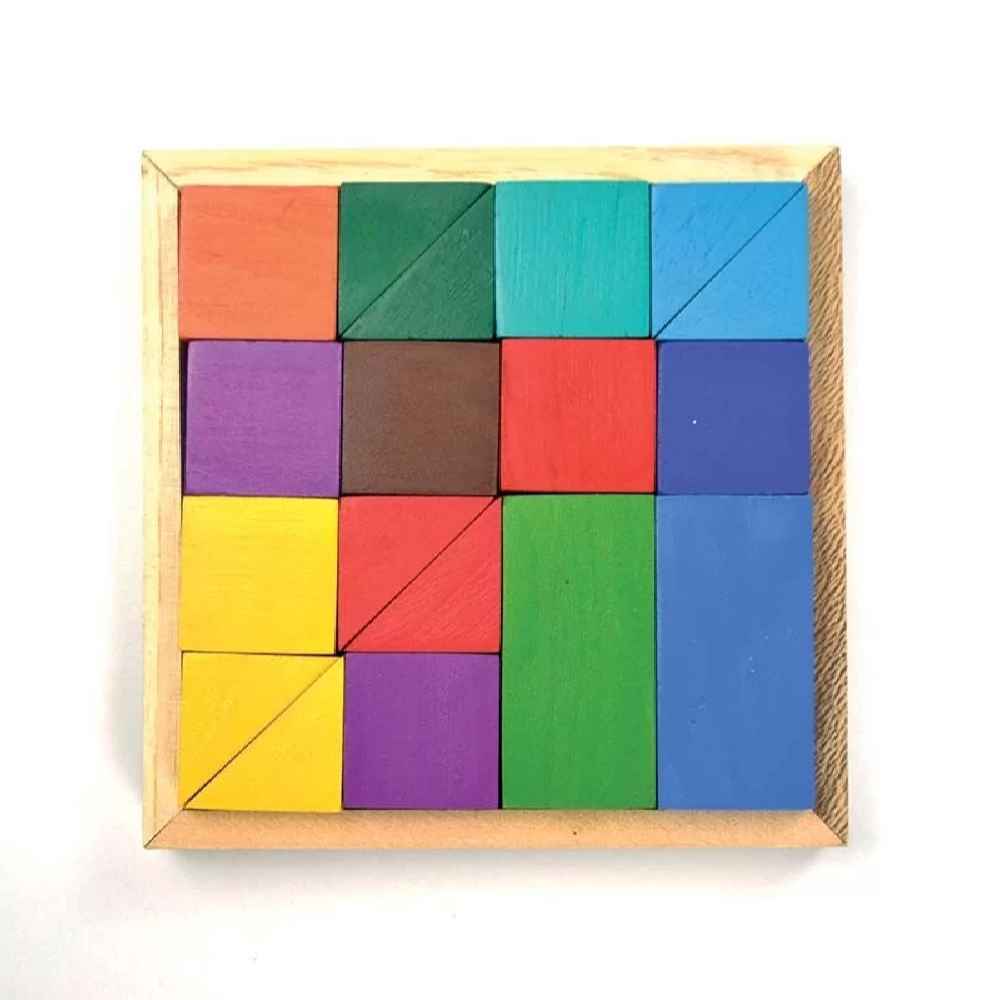 Puzzle Cerveau en Bois Carré – Défi géométrique classique