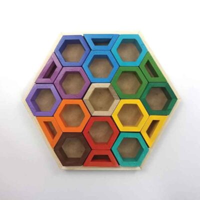 Puzzle Cerveau Géométrique en Bois Ruche – Jouet éducatif unique