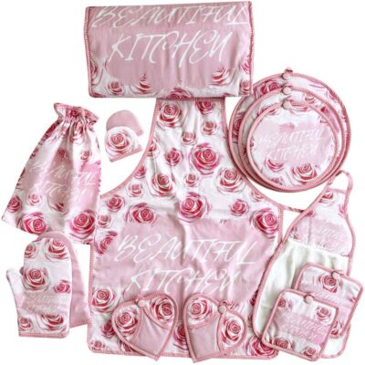 Ensemble de Tablier de Cuisine Floral 15 Pièces Modèle Reyhan
