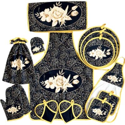 Ensemble de Tablier de Cuisine Floral 15 Pièces Modèle Simin
