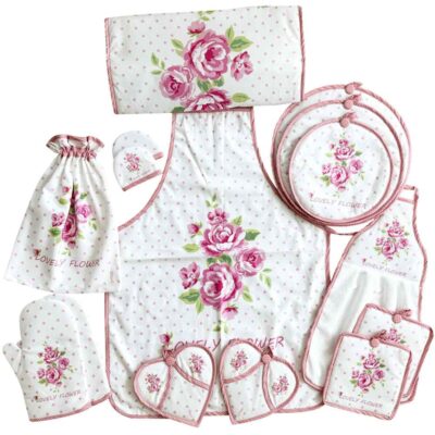 Ensemble de Tablier de Cuisine Floral 15 Pièces Modèle Yasamin