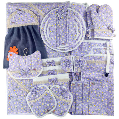 Ensemble de Tablier de Cuisine Floral 21 Pièces Modèle Bahar