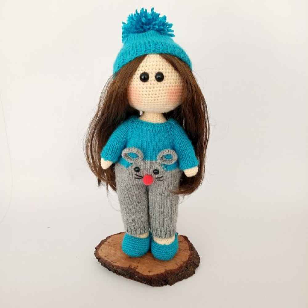 Amigurumi Poupée en Crochet Fait Main – Fille Bleue | Jouet en Peluche Doux