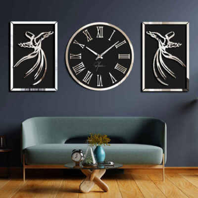 Ensemble moderne d’horloges murales en 3 pièces Cheval