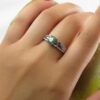 Bague en Argent avec Émeraude Verte pour Femme Fiançailles Melorin