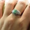 Bague en Argent avec Émeraude Verte pour Femme Fiançailles Sara