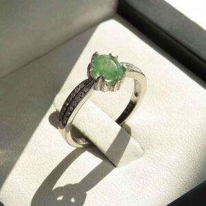 Bague en Argent avec Émeraude Verte pour Femme Fiançailles Sepid