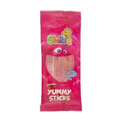 Bonbons gélifiés halal – Bonbons en gelée doux avec saveur de fraise, bâtonnets délicieux – Shiba (Paquet de 30)
