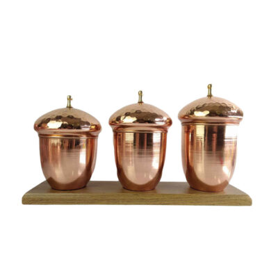 Ensemble de 3 bocaux en cuivre fabriqués à la main pour embellir votre cuisine Martelé