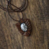Pendentif en bois sculpté avec pierre Agate fait main artistique Toranj