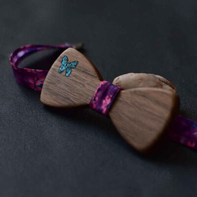 Nœud Papillon en Bois Artisan – Élégant Modèle Parvane