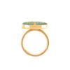 Bague Chevalière en Acier avec Turquoise Recouvert de Résine et Symbole Œil Malin Plaqué Or