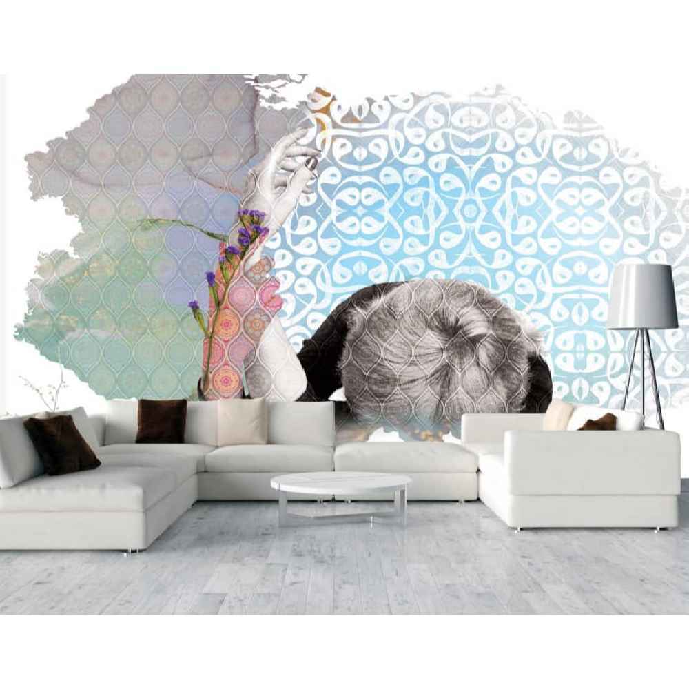 Fresque murale abstraite bleue modèle Art pour intérieurs modernes