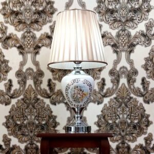 Lampe de table vase en céramique faite main avec abat-jour en tissu modèle Fereshteh