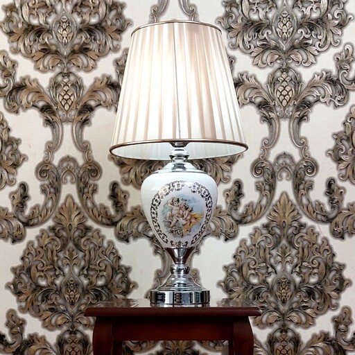 Lampe de table vase en céramique faite main avec abat-jour en tissu modèle Fereshteh
