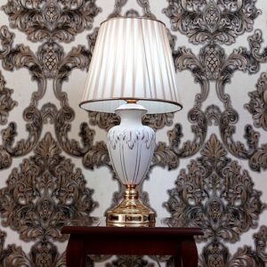 Lampe de table vase en céramique faite main avec abat-jour en tissu modèle Niloufar