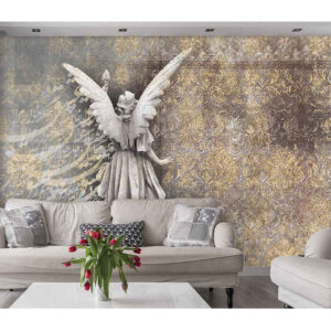 Fresque murale calligraphique persane grise modèle Donya pour intérieurs modernes