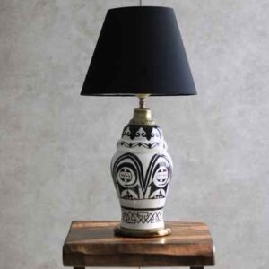 Lampe de table vase en céramique faite main avec abat-jour en tissu