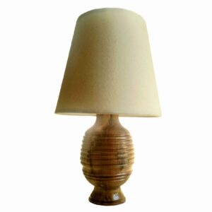 Lampe de table en bois – modèle artisanal crème & brun Jinara