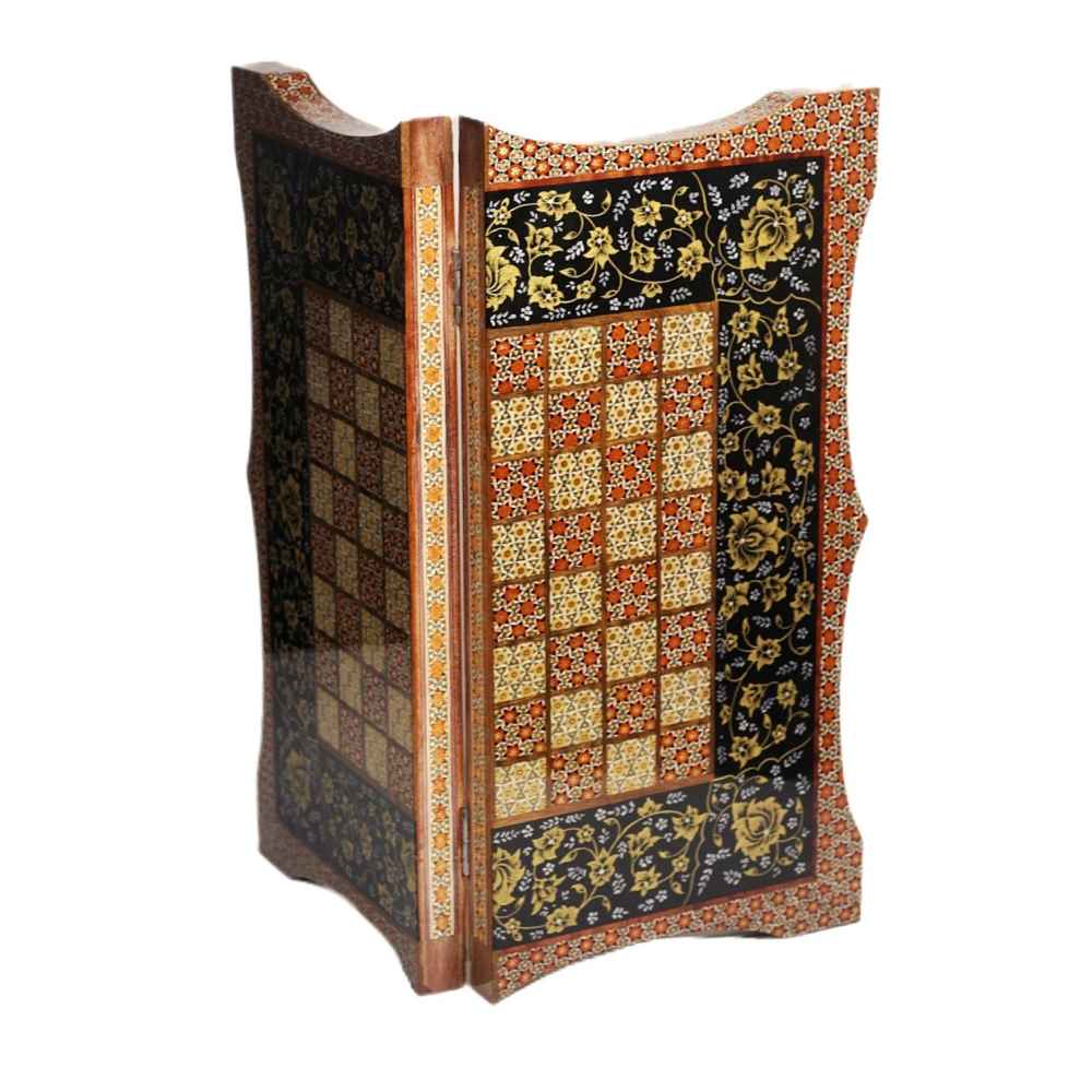Plateau d'Échecs en Bois Khatamkari Persan Modèle Dalbori