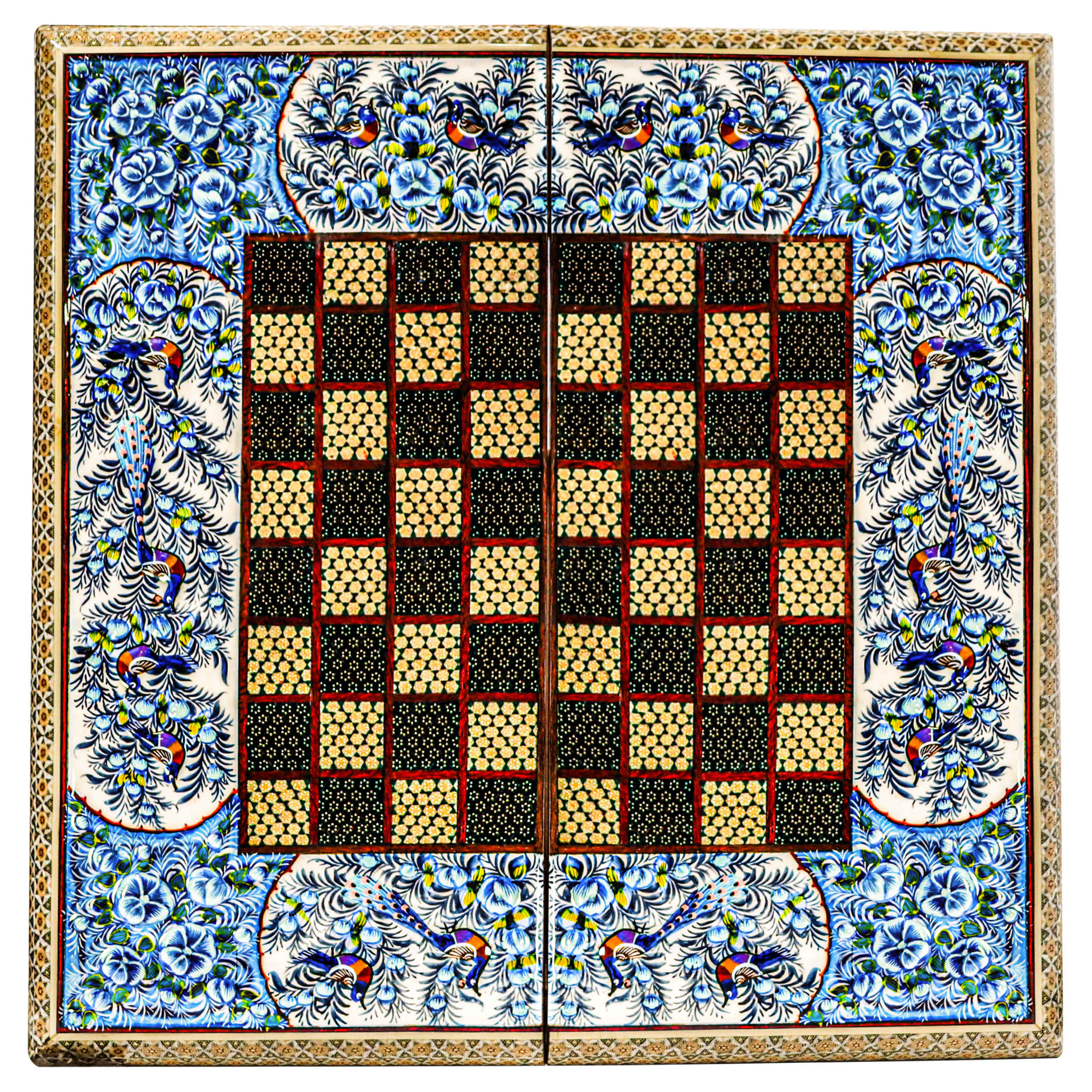 Plateau d'Échecs en Marqueterie Incrustée en Bois Persan Modèle Labe Gerd