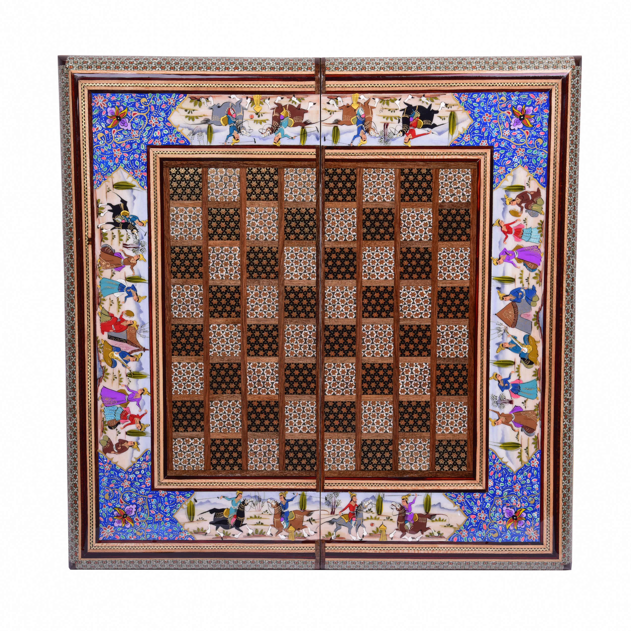 Plateau d'Échecs en Marqueterie Incrustée en Bois Persan Modèle Nafis