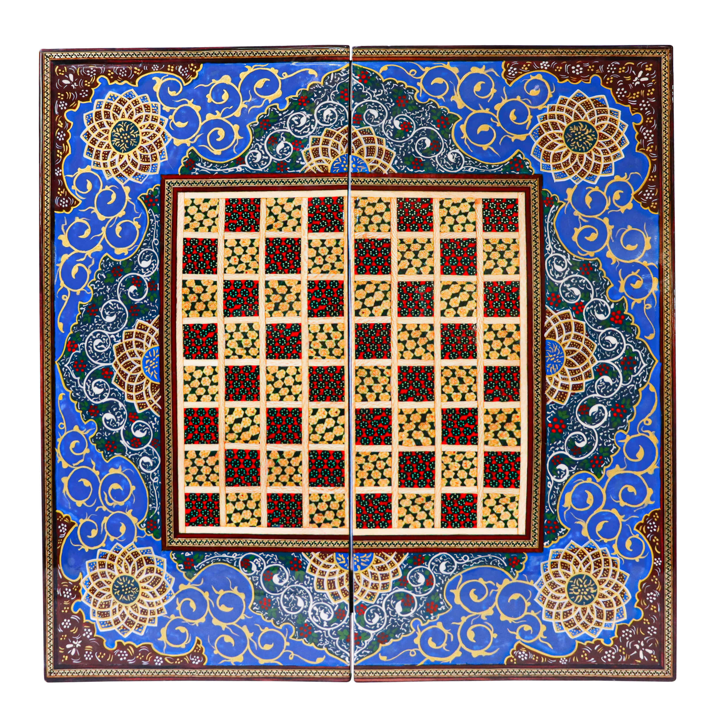 Plateau d'Échecs en Marqueterie en Bois Persan Modèle Shamseh