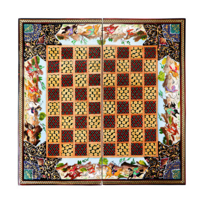 Plateau d’Échecs en Marqueterie Persane Tazhib
