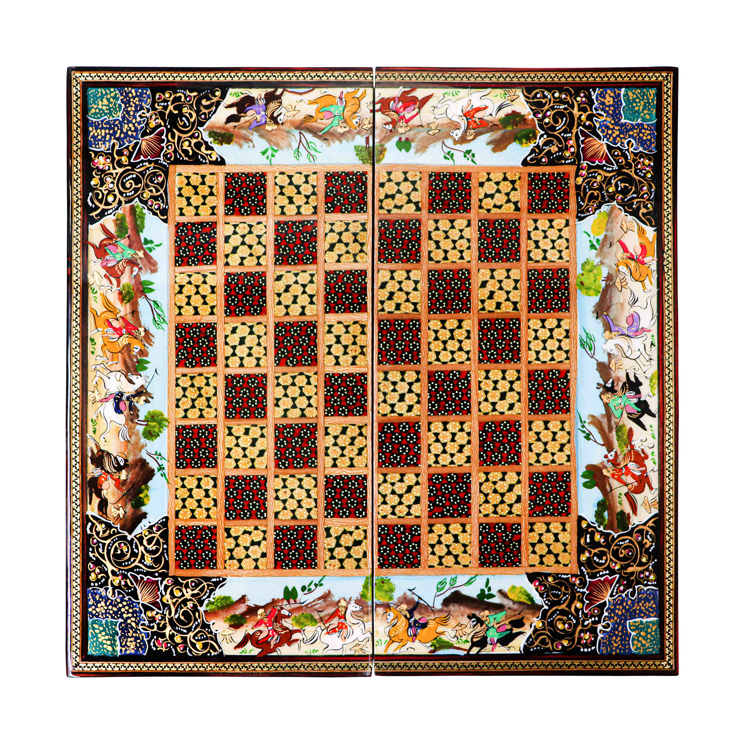 Plateau d'Échecs en Marqueterie Persane Tazhib