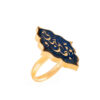 Bague Chevalière en Acier avec Grenat Recouvert de Résine et Calligraphie Jaan Plaqué Or