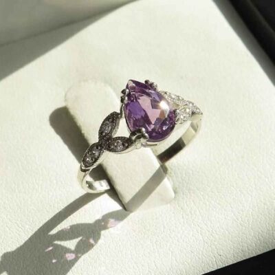 Bague en argent avec améthyste pour femmes Mana