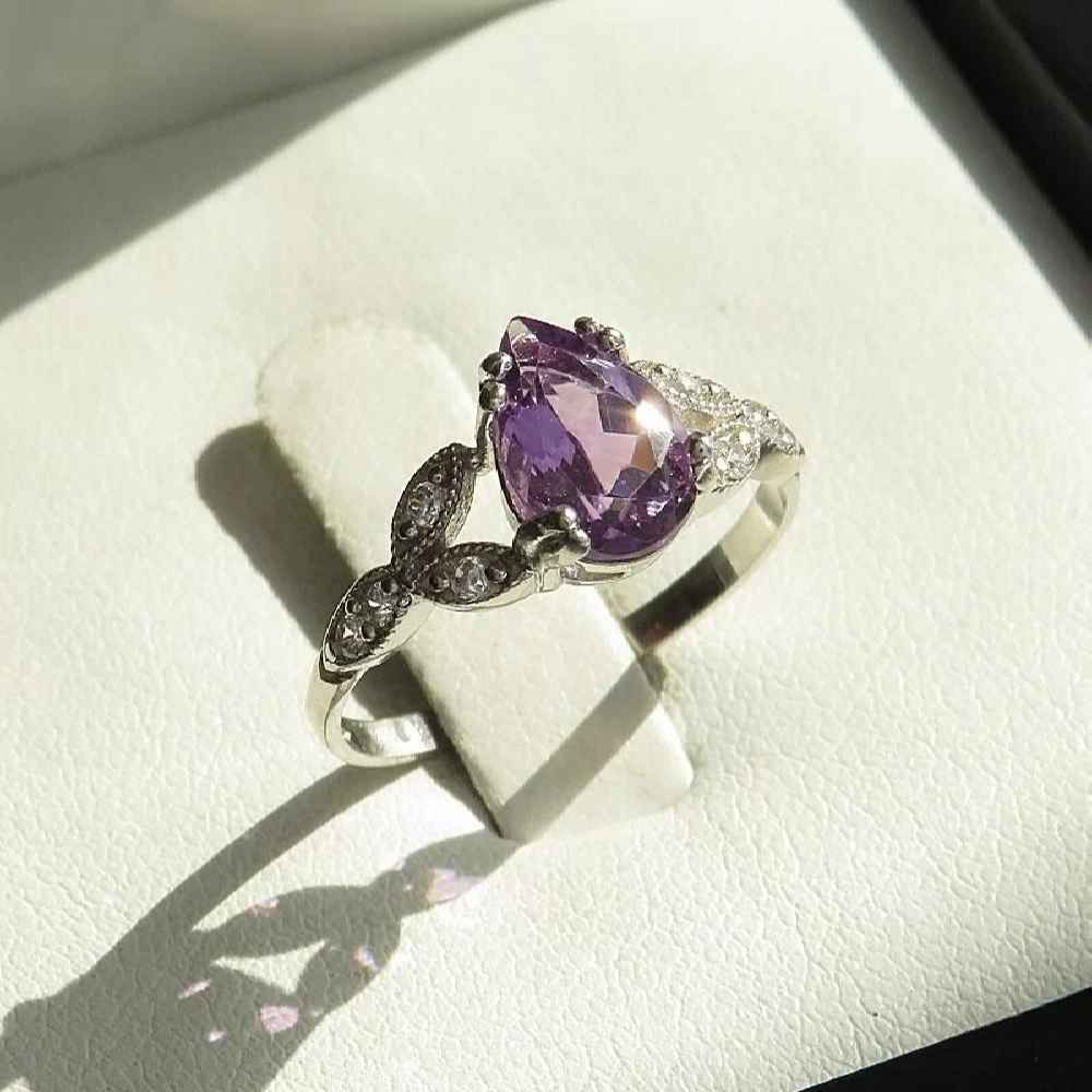 Bague en argent avec améthyste pour femmes Mana