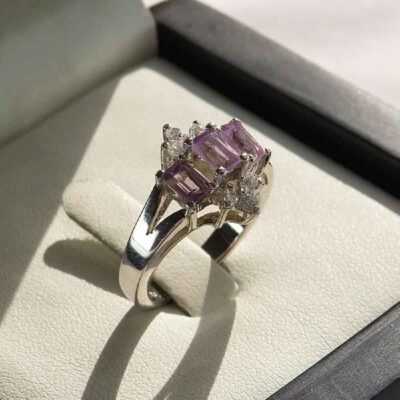 Bague en argent avec améthyste pour femmes Maleka