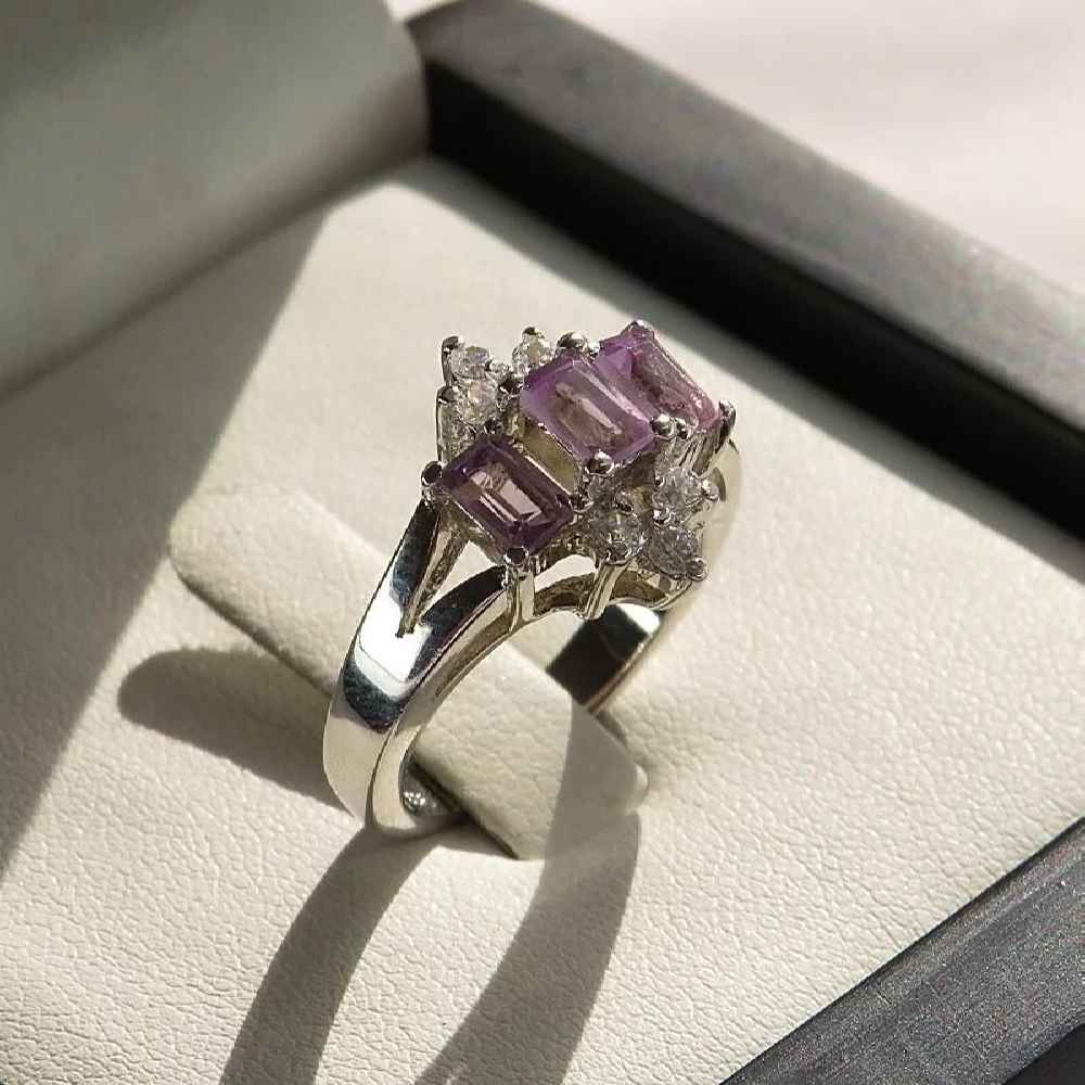 Bague en argent avec améthyste pour femmes Maleka