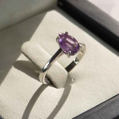 Bague en argent avec améthyste pour femmes Zarif