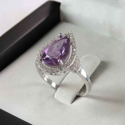Bague en argent avec améthyste pour femmes Fakher