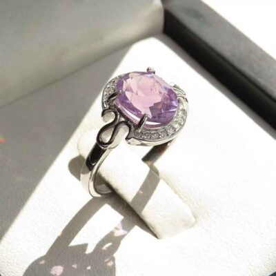 Bague en argent avec améthyste pour femmes Nazi