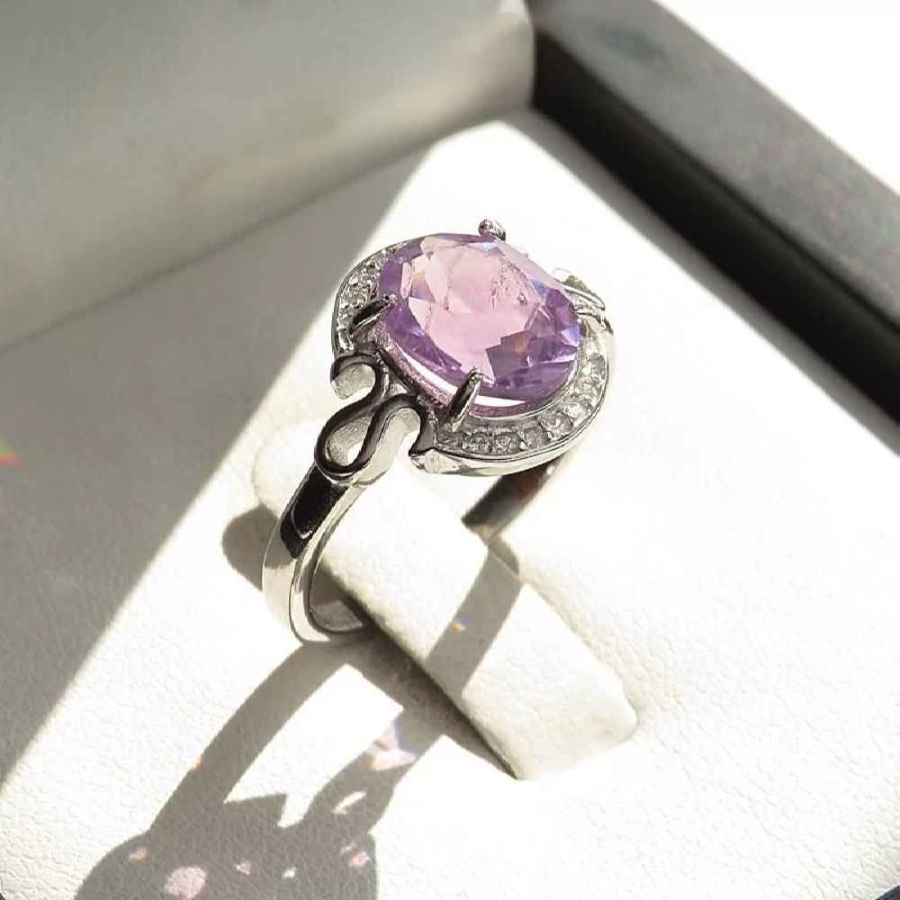 Bague en argent avec améthyste pour femmes Nazi
