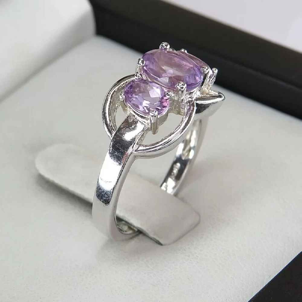 Bague en argent avec améthyste pour femmes Banafshe
