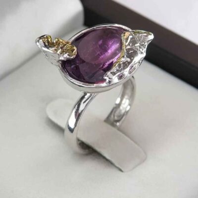 Bague en argent avec améthyste pour femmes Bahar