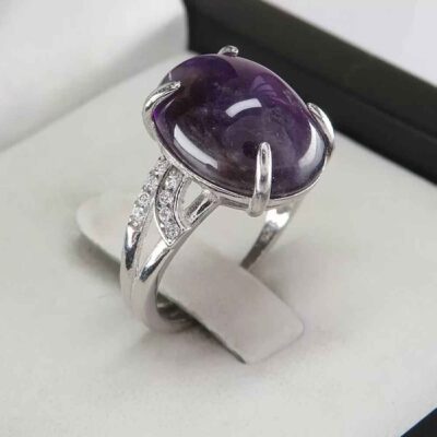 Bague en argent avec améthyste pour femmes Daam