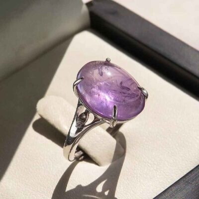 Bague en argent avec améthyste pour femmes Damle